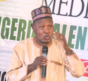 Chairman TETFund, His Excellency, Hon. Aminu Bello Masari addressing the media at the media launch of NTEC on Saturday 